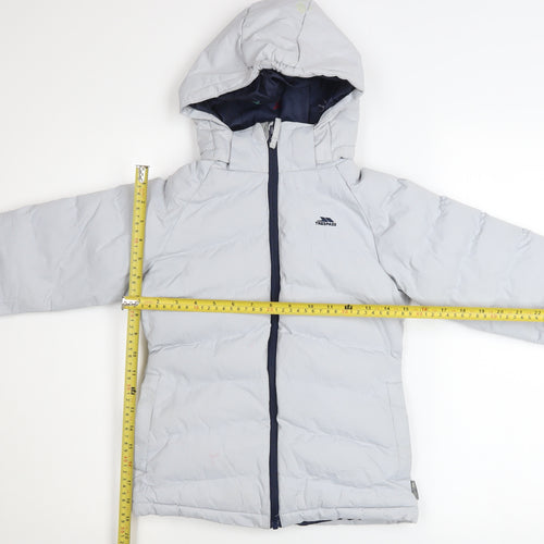 Trespass Girls Grey Waterproof Hooded Puffer Jacket Coat 5-6 Years