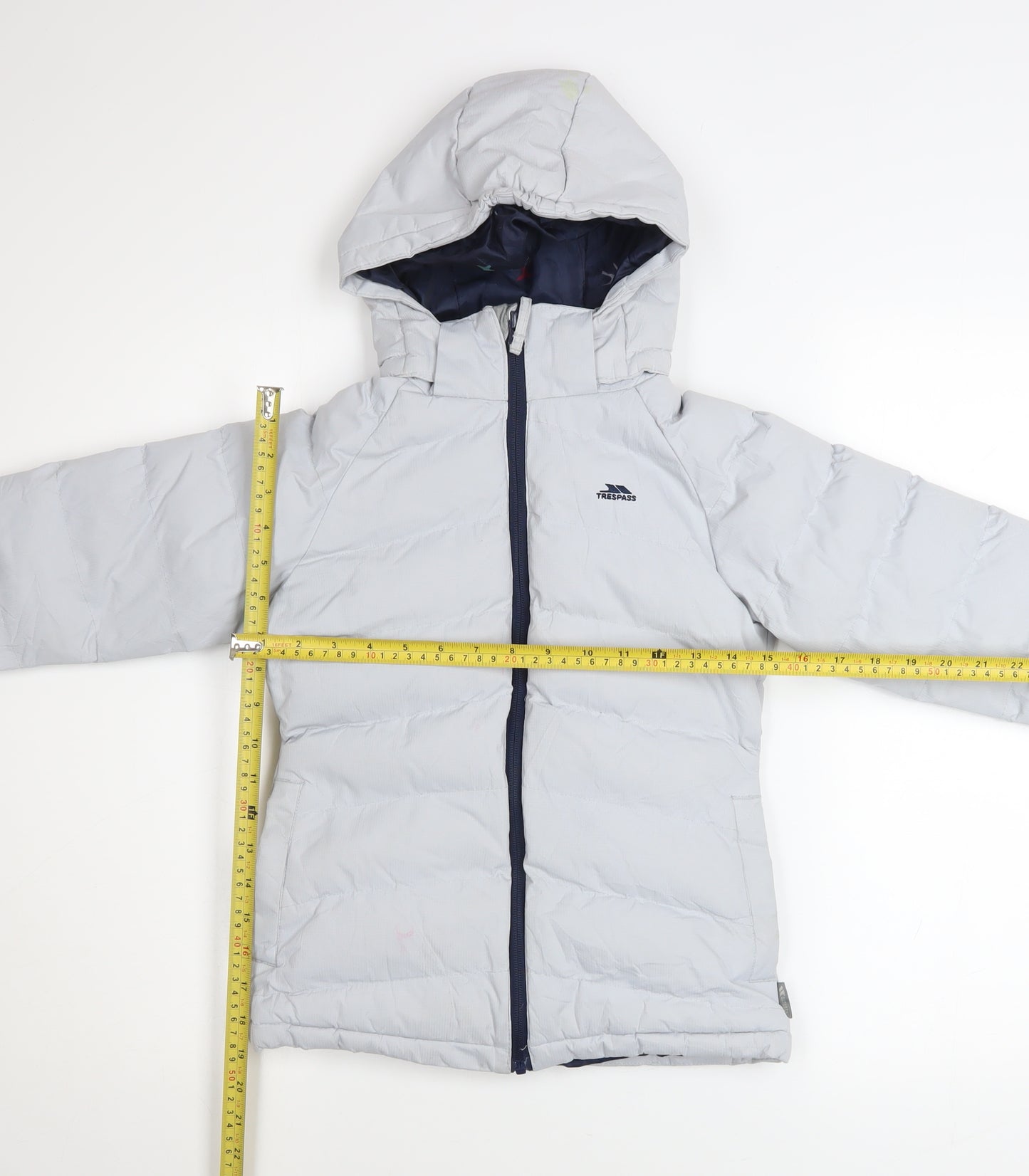 Trespass Girls Grey Waterproof Hooded Puffer Jacket Coat 5-6 Years