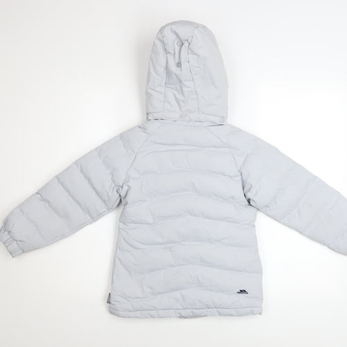 Trespass Girls Grey Waterproof Hooded Puffer Jacket Coat 5-6 Years