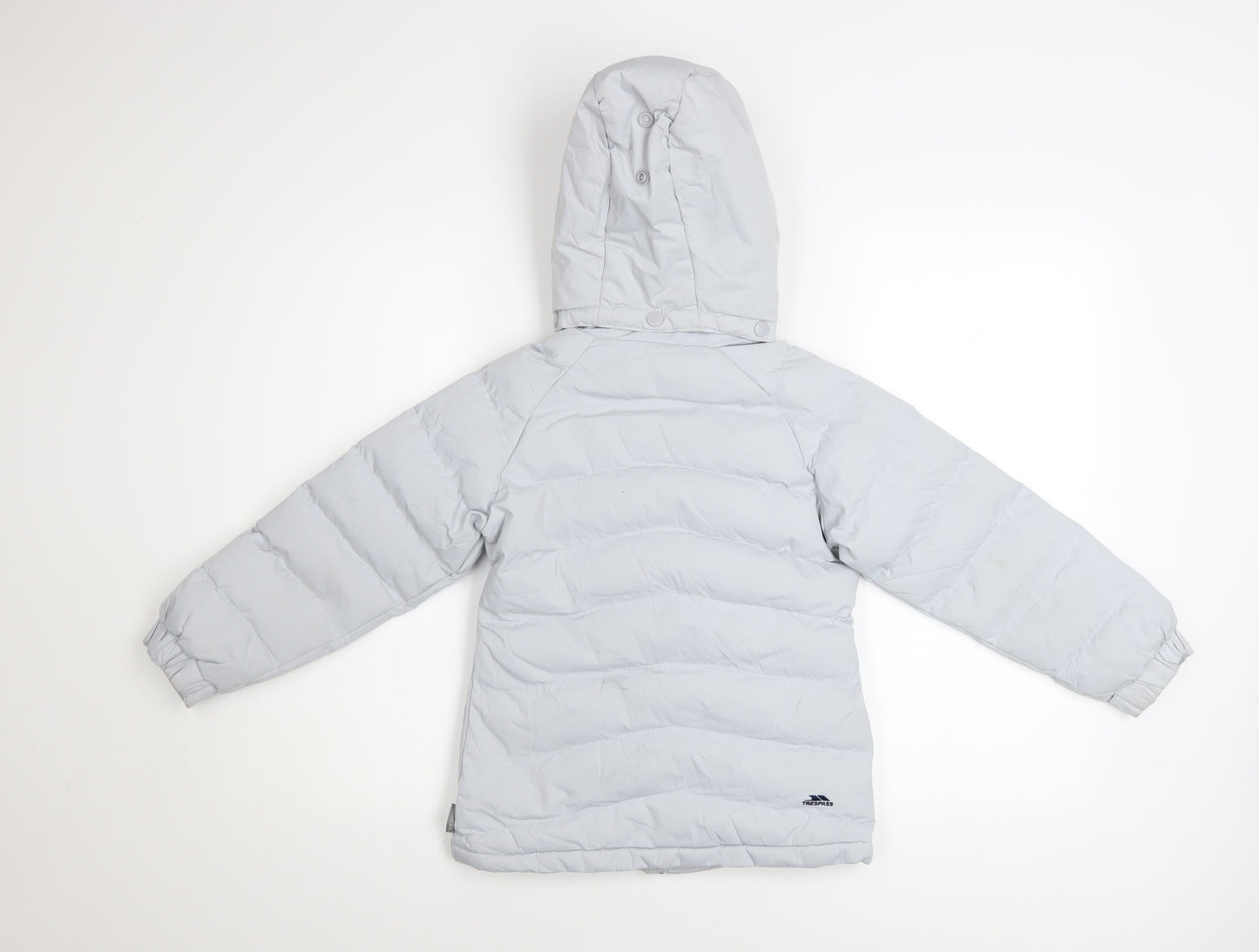 Trespass Girls Grey Waterproof Hooded Puffer Jacket Coat 5-6 Years