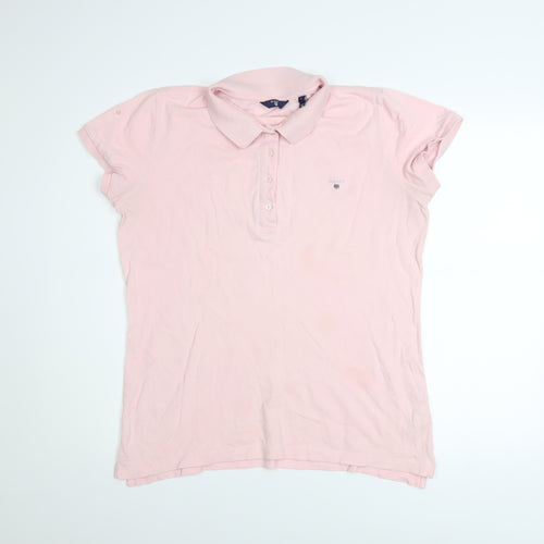 GANT Men's Pink Cotton Short Sleeve Polo Shirt Size L