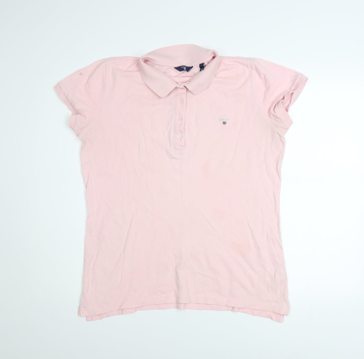 GANT Men's Pink Cotton Short Sleeve Polo Shirt Size L