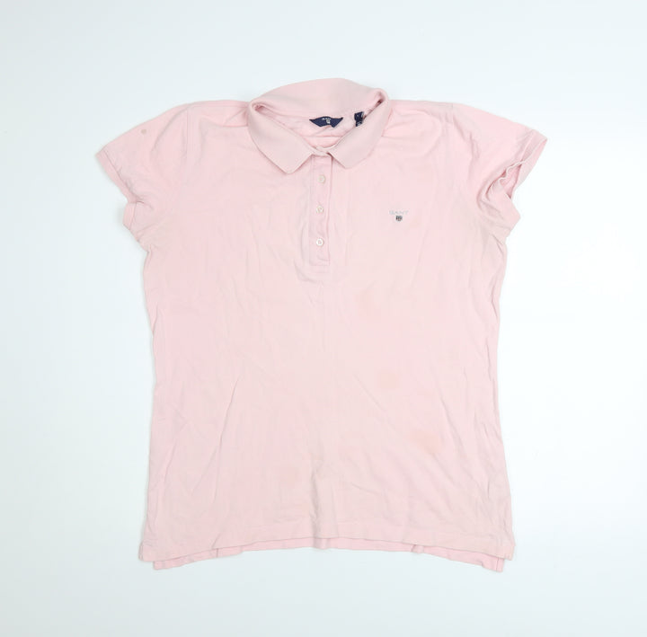 GANT Men's Pink Cotton Short Sleeve Polo Shirt Size L