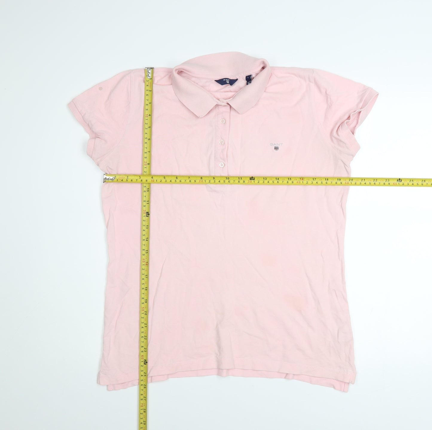 GANT Men's Pink Cotton Short Sleeve Polo Shirt Size L