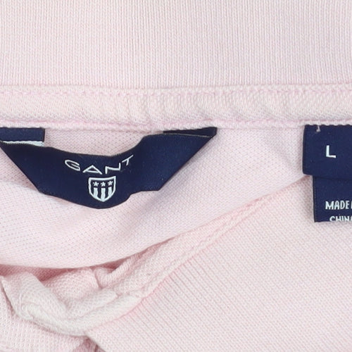 GANT Men's Pink Cotton Short Sleeve Polo Shirt Size L