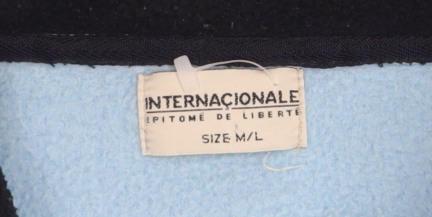 Internacionale Men Blue Fleece 1/4 Zip Pullover Sweatshirt M