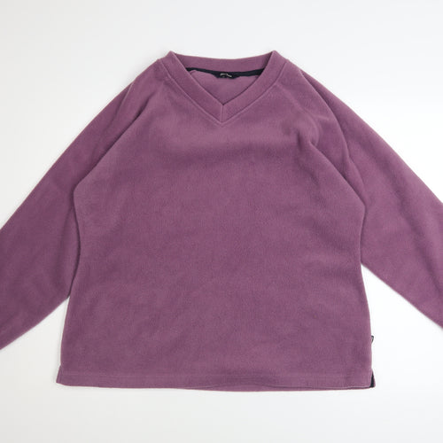 Peter Storm Women Purple Fleece V-Neck Pullover Sweatshirt Size 18