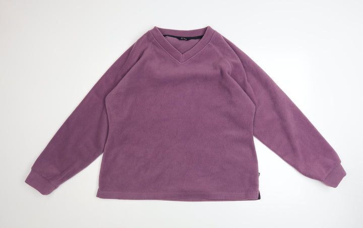 Peter Storm Women Purple Fleece V-Neck Pullover Sweatshirt Size 18