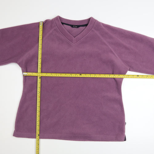 Peter Storm Women Purple Fleece V-Neck Pullover Sweatshirt Size 18
