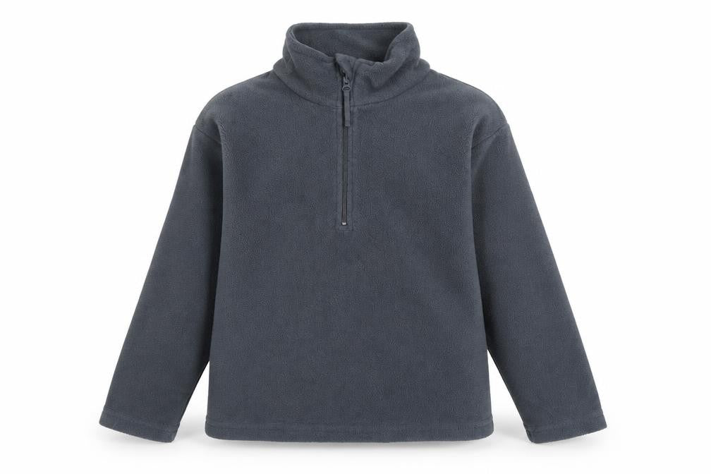 Front view of Mountain Warehouse boys’ grey fleece 9-10 years half zip sweatshirt