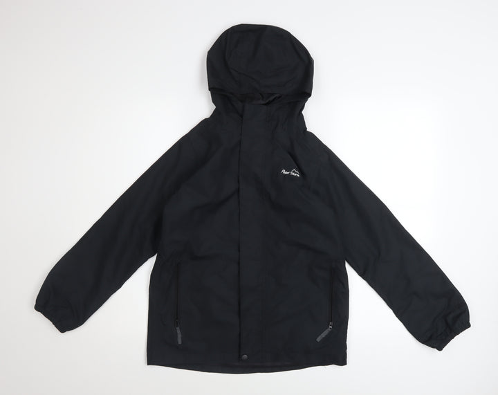 Peter Storm Boys Black Waterproof Hooded Rain Coat Jacket 11-12 Years
