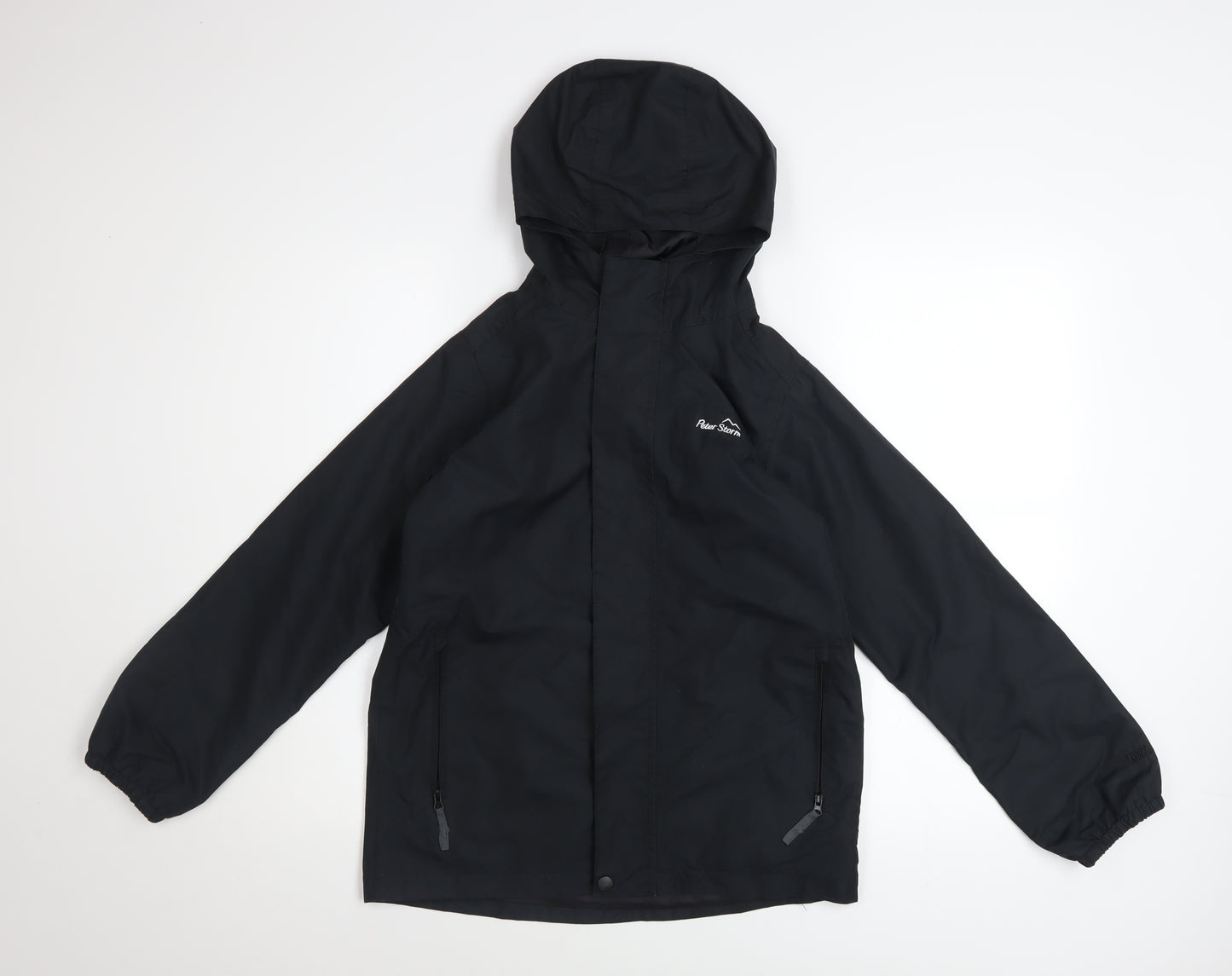 Peter Storm Boys Black Waterproof Hooded Rain Coat Jacket 11-12 Years