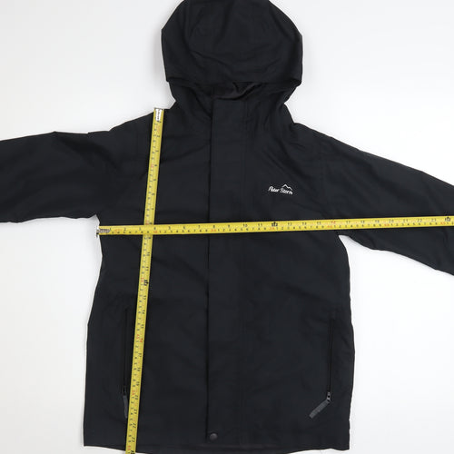 Peter Storm Boys Black Waterproof Hooded Rain Coat Jacket 11-12 Years