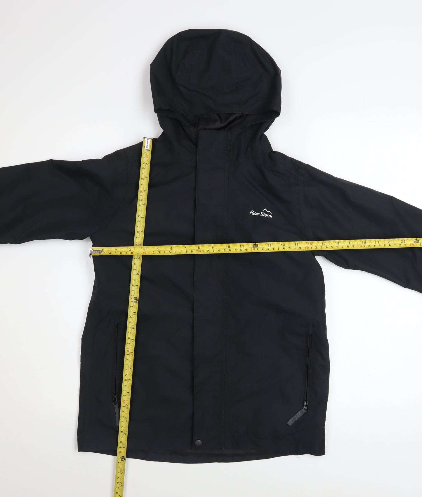 Peter Storm Boys Black Waterproof Hooded Rain Coat Jacket 11-12 Years