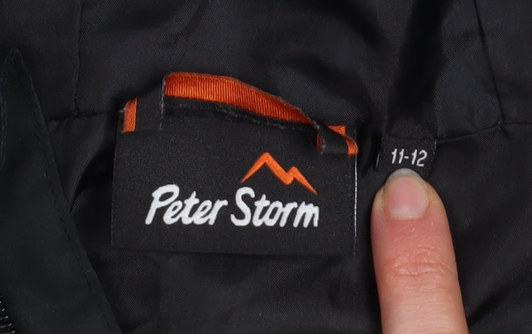 Peter Storm Boys Black Waterproof Hooded Rain Coat Jacket 11-12 Years