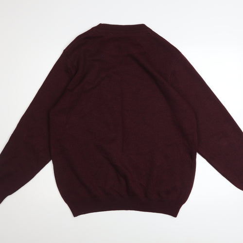 Zazzi Men’s Red Wool Blend Crew Neck Jumper L Classic Fit