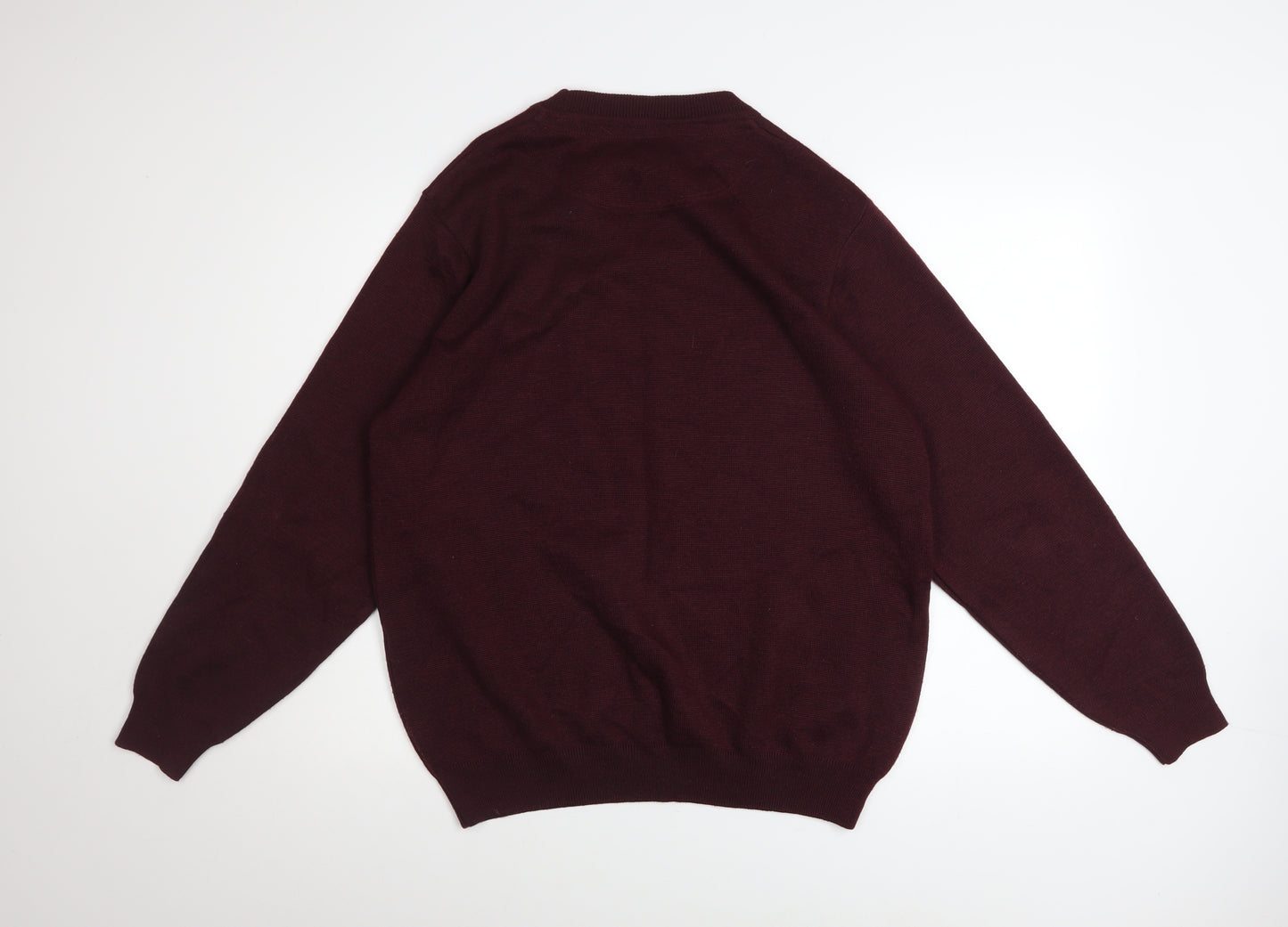 Zazzi Men’s Red Wool Blend Crew Neck Jumper L Classic Fit