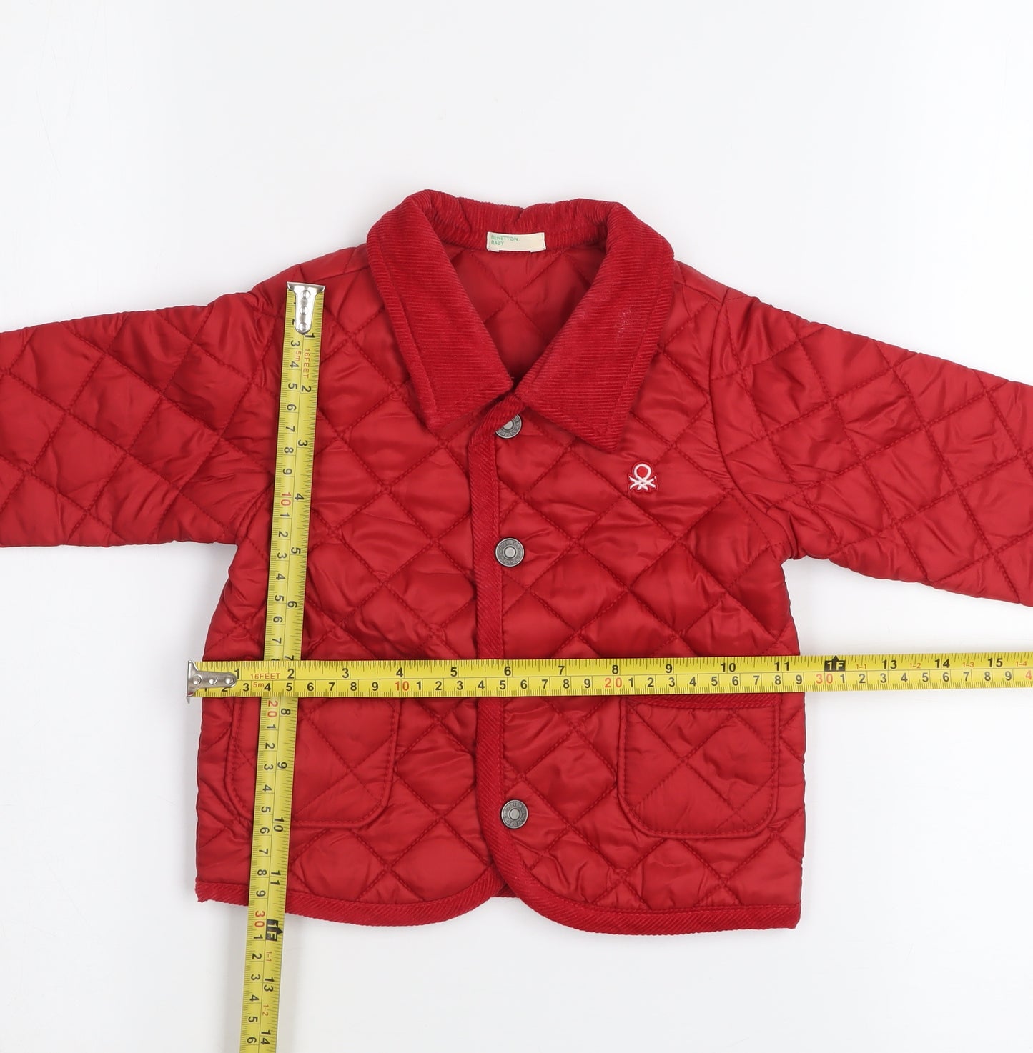 Benetton Baby Red Quilted Jacket 6-9 Months Lightweight Padded Coat