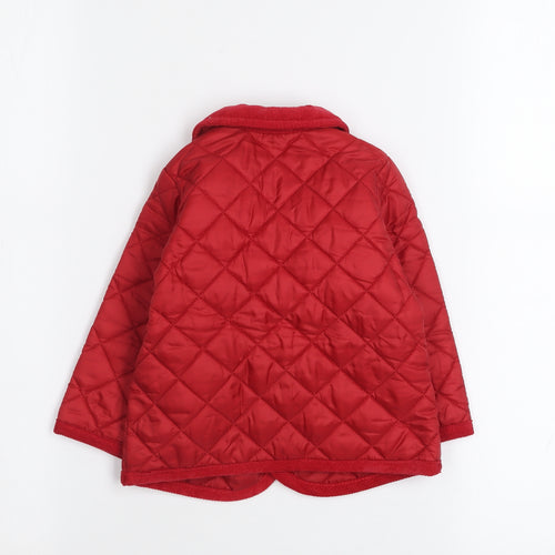 Benetton Baby Red Quilted Jacket 6-9 Months Lightweight Padded Coat