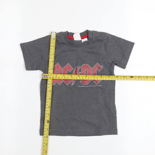 H&M Unisex Baby Grey AC/DC Graphic Print Cotton T-Shirt 9-12 Months