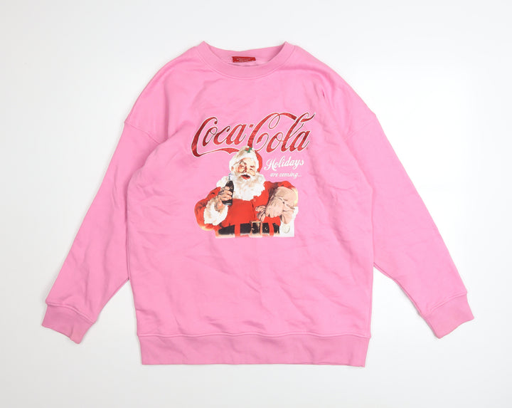 Coca-Cola Unisex Pink Christmas Sweatshirt Santa Graphic Small