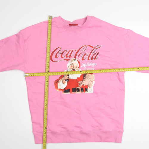 Coca-Cola Unisex Pink Christmas Sweatshirt Santa Graphic Small