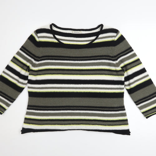Precis Women’s Multicoloured Striped 3/4 Sleeve Knit Pullover Jumper Size L