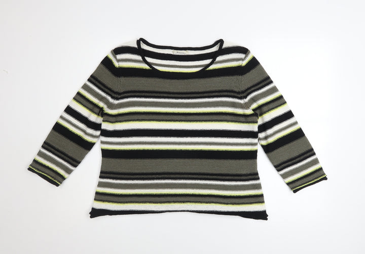 Precis Women’s Multicoloured Striped 3/4 Sleeve Knit Pullover Jumper Size L