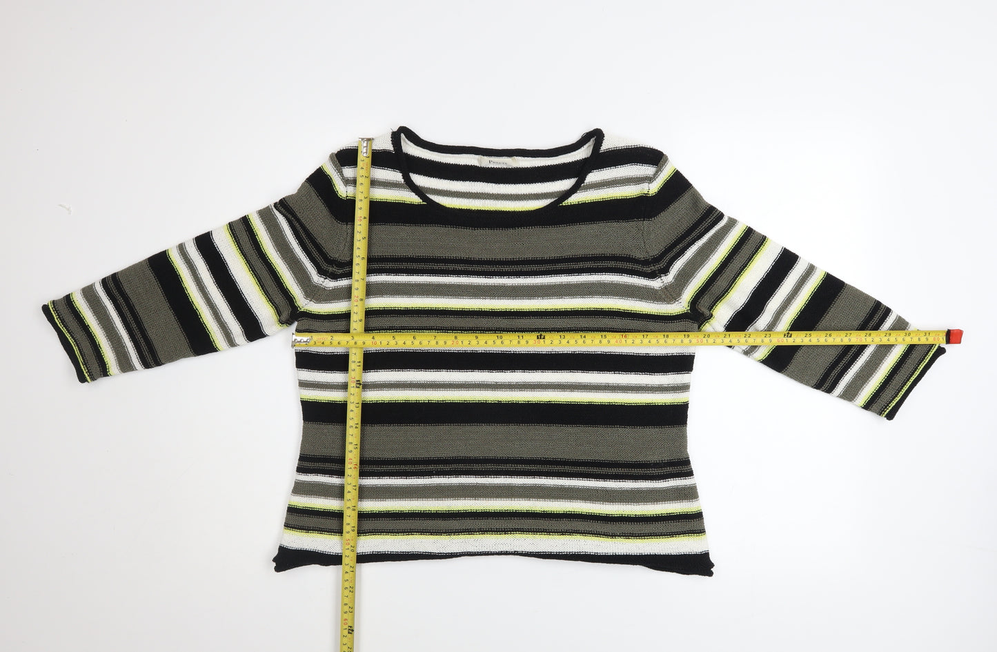 Precis Women’s Multicoloured Striped 3/4 Sleeve Knit Pullover Jumper Size L