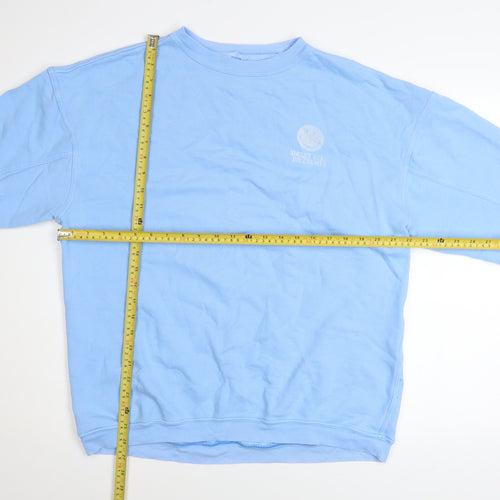 Aerie Unisex Blue Smiley Academy Graphic Pullover Sweatshirt Size S