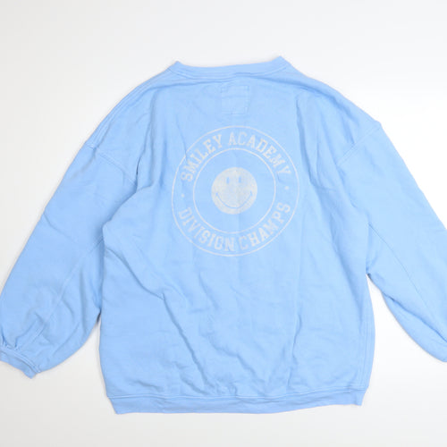 Aerie Unisex Blue Smiley Academy Graphic Pullover Sweatshirt Size S