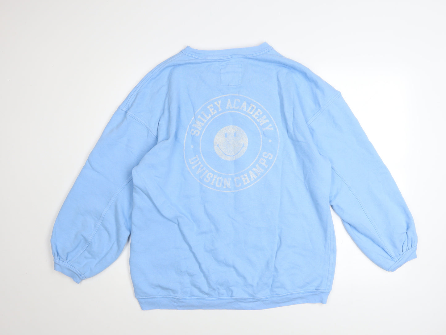 Aerie Unisex Blue Smiley Academy Graphic Pullover Sweatshirt Size S
