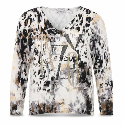 Passioni Women’s Multicoloured Animal Print V-Neck Jumper L