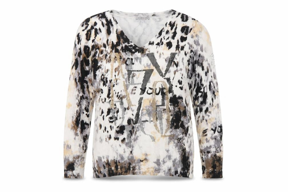 Passioni Women’s Multicoloured Animal Print V-Neck Jumper L