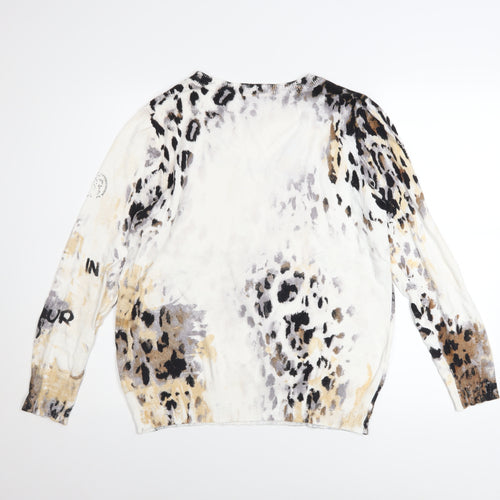 Passioni Women’s Multicoloured Animal Print V-Neck Jumper L