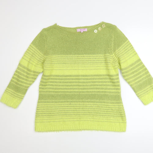 Marks and Spencer Per Una Womens Lime Green Striped Jumper Size M
