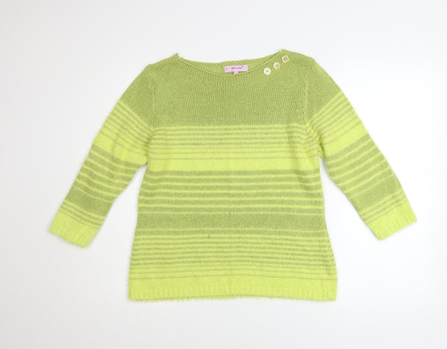 Marks and Spencer Per Una Womens Lime Green Striped Jumper Size M