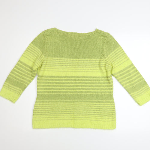 Marks and Spencer Per Una Womens Lime Green Striped Jumper Size M
