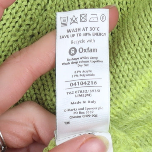 Marks and Spencer Per Una Womens Lime Green Striped Jumper Size M