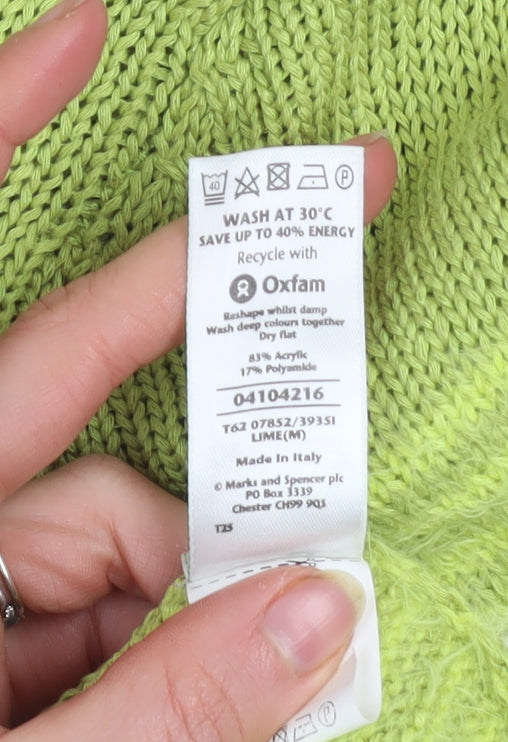 Marks and Spencer Per Una Womens Lime Green Striped Jumper Size M