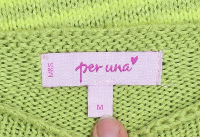 Marks and Spencer Per Una Womens Lime Green Striped Jumper Size M