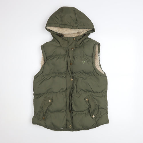 Denim Co Women Green Puffer Hooded Waistcoat Size 14