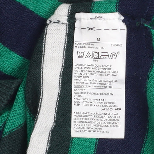 Gap Womens Green Striped Long Sleeve Cotton Jumper Size M