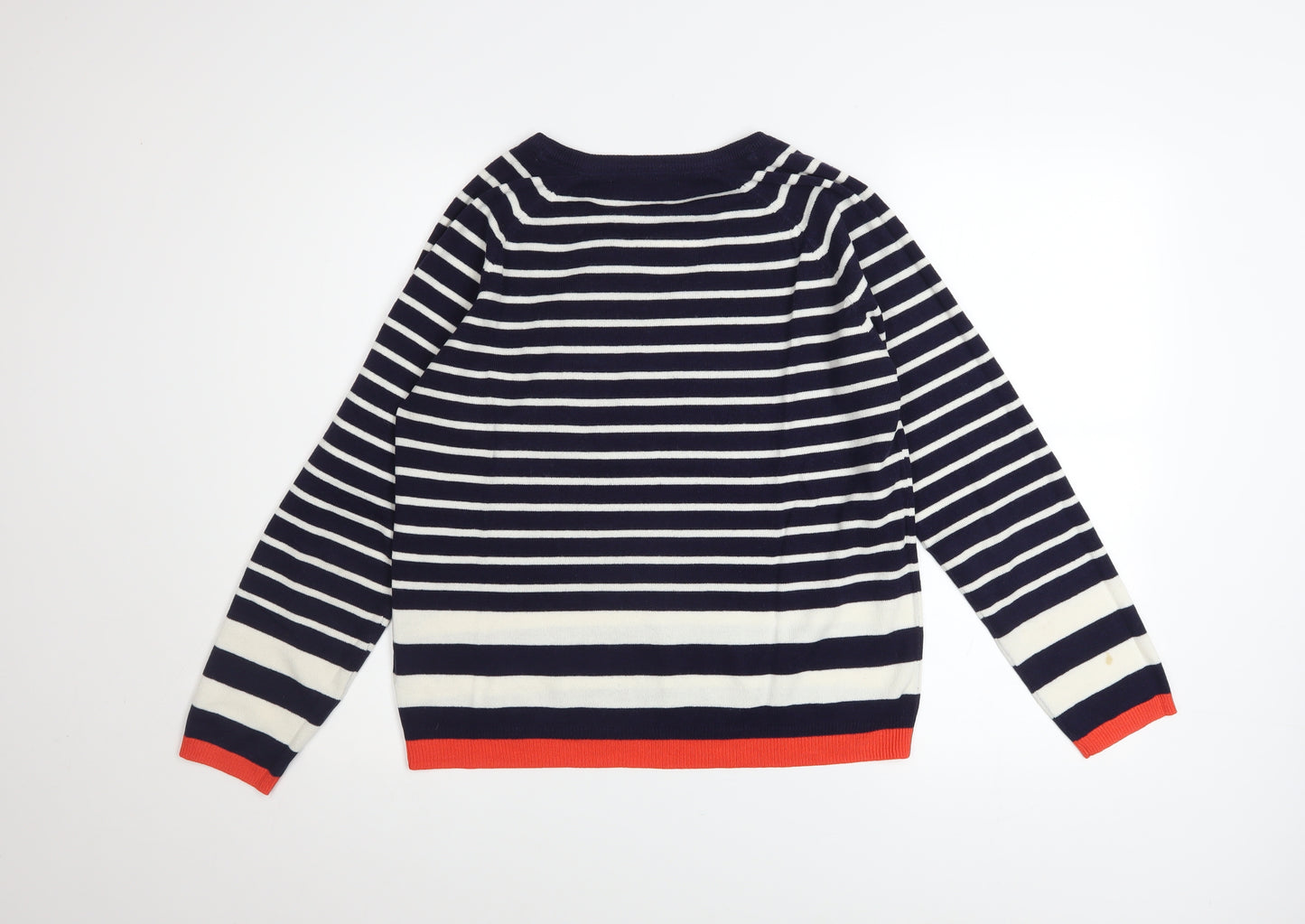 Marks and Spencer Women’s Blue Striped V-Neck Jumper Size 12