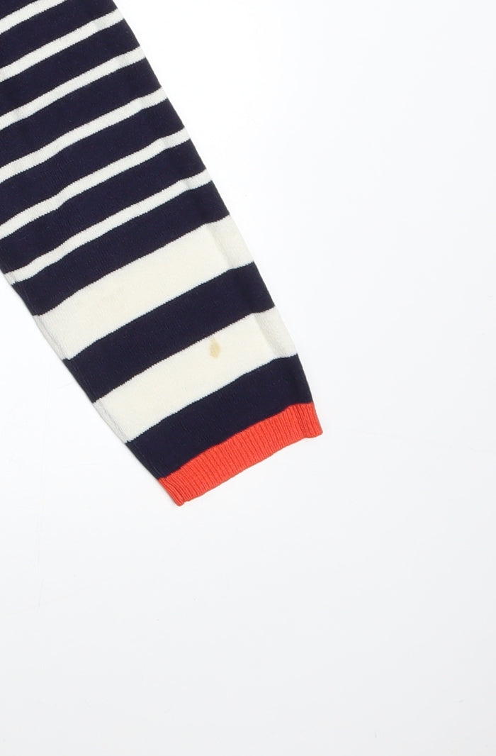 Marks and Spencer Women’s Blue Striped V-Neck Jumper Size 12