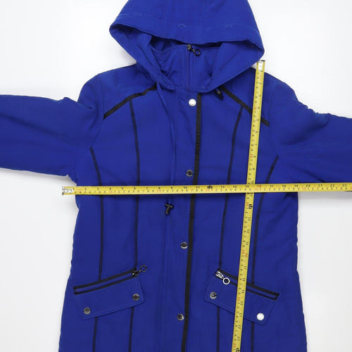 Finesse Womens Blue Hooded Fur Trim Parka Jacket Size 10