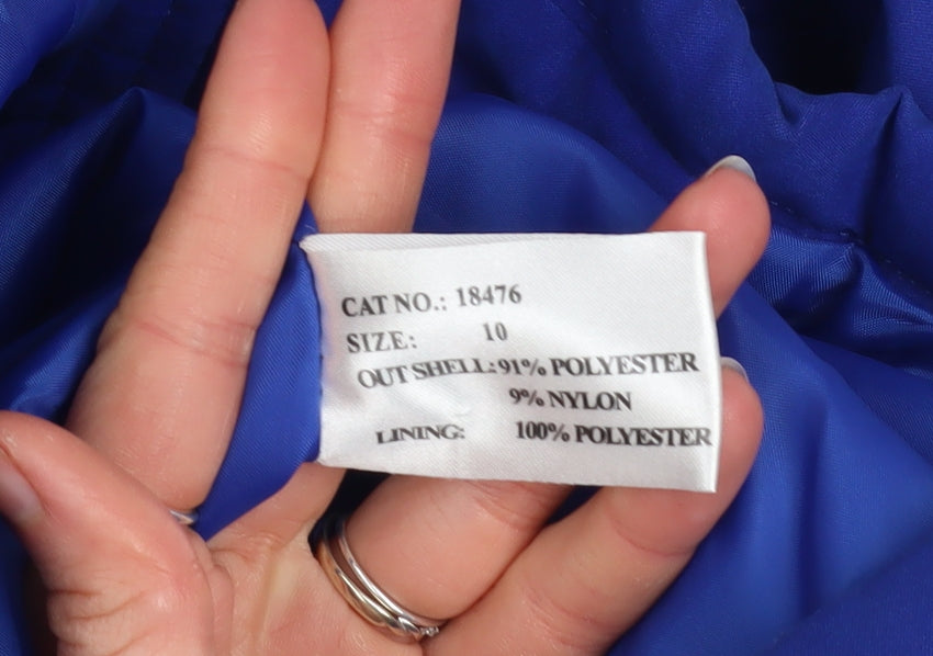 Finesse Womens Blue Hooded Fur Trim Parka Jacket Size 10