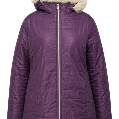 Nathalie Andersen Women's Purple XL Hooded Faux Fur Trim Puffer Coat