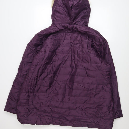 Nathalie Andersen Women's Purple XL Hooded Faux Fur Trim Puffer Coat
