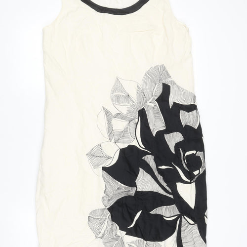 Marks and Spencer Women Ivory Floral Silk Linen Shift Dress UK 16